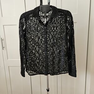 White House Black Market Black Lace Women's Top
